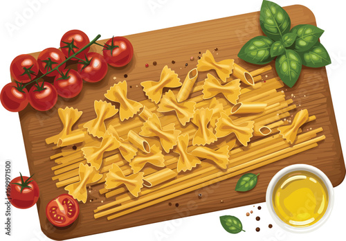 Fresh Italian Pasta with Cherry Tomatoes and Basil