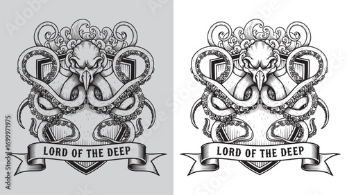 Lord of the Deep Kraken Octopus with Shield