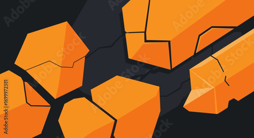 Abstract Geometric Illustration of Orange Stone Fragments on Dark Background a visual concept