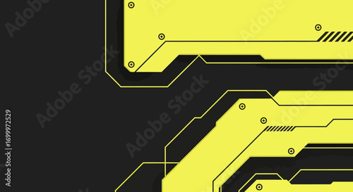 Abstract Tech Background Yellow and Black Geometric Design for Digital Concepts