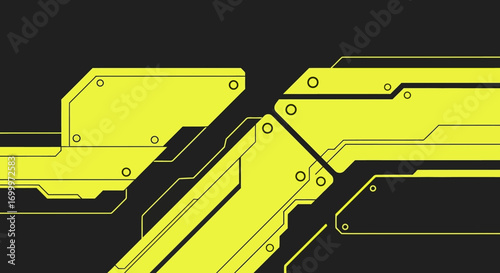Futuristic technology background with abstract yellow geometric panels, creating an industrial science fiction mechanical texture