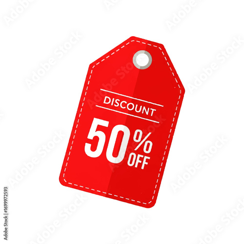 50% Off Discount Tag Red Sale Label Illustration