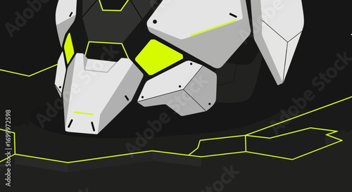 Striking vision of a futuristic robotic head, meticulously designed to embody the advanced concept of artificial intelligence within a dark, high-tech digital realm