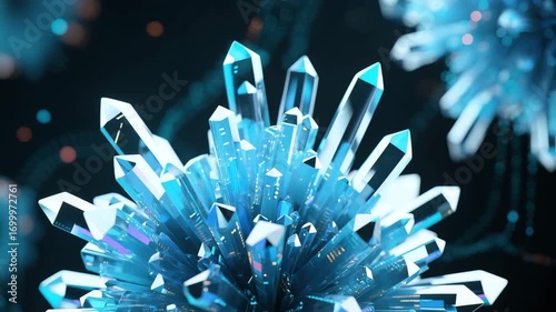 VFX visualization effects of Big Data are abstract structures that grow like crystals 4K.