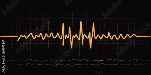 A green EKG line on a heartbeat monitor illustrates the rhythm of life on a graph in a hospital