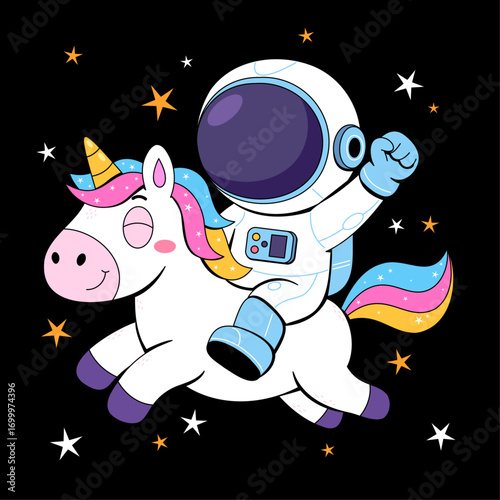 Astronaut Unicorn Cosmic Adventure in the Stars