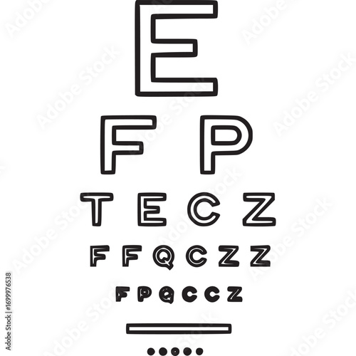 An eye chart isolated on white background, a crucial tool for vision testing and eye exams, helping to assess visual acuity and identify potential vision problems with standardized letters