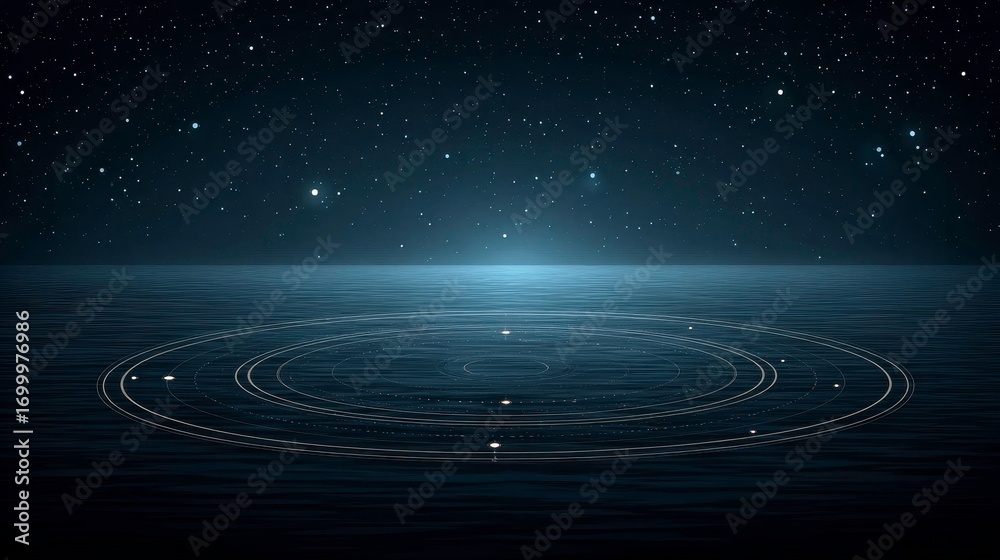 Fototapeta premium Astral Dreamscape: Night Sky, Water, Cosmos - background nature