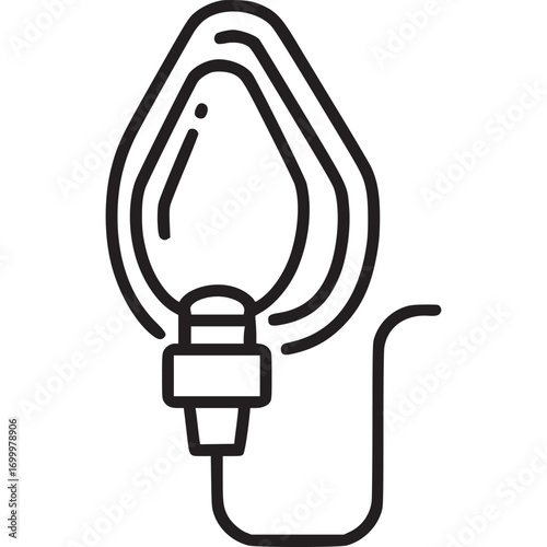 Oxygen mask line art illustration, isolated on white background a vital medical device used to deliver supplemental oxygen to patients with breathing difficulties