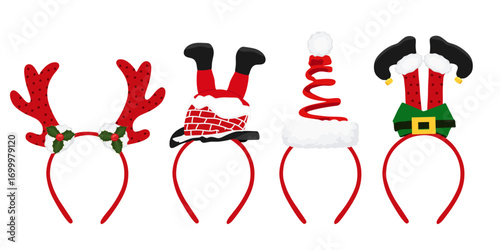 Christmas headbands. Headdress for party, festival, carnival, holiday. Funny Christmas hats. 