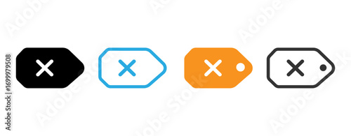 This image features a set of three different colored reject or delete icons.