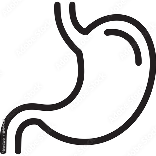 Human stomach icon isolated on white background vector line art illustration of the digestive organ medical concept for healthcare and anatomical study healthy lifestyle