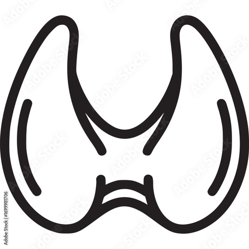 Thyroid gland icon isolated on white background human endocrine system organ in outline style anatomy concept medical, educational and science vector illustration for design