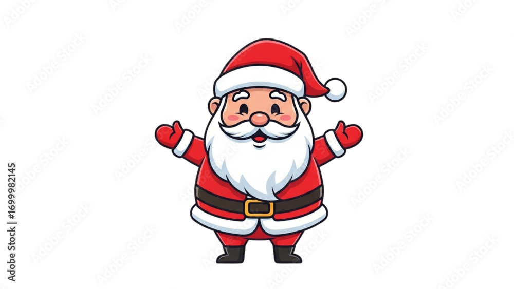 Obraz premium Cute Santa Claus Cartoon Character Christmas Sticker Vector Illustration on Beige Background