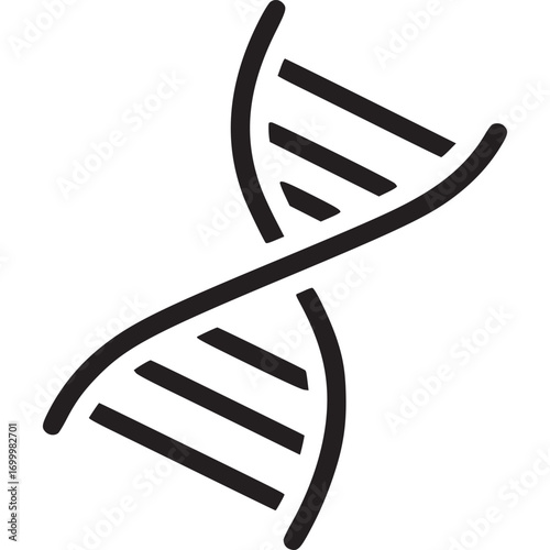 Illustration of a dna isolated on white background, the molecule carrying genetic instructions for all known organisms, in a minimalist line art style