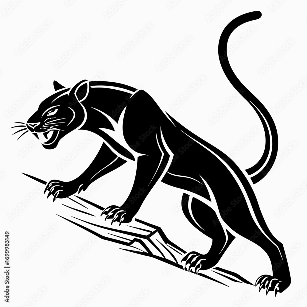 Fototapeta premium Powerful Black Panther Vector Illustration.