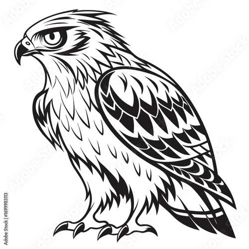 Majestic Tribal Hawk Eagle Vector Illustration.