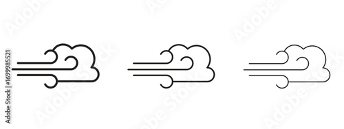 Wind clouds icon with outline style, vector illustration designs