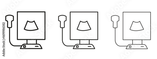 Ultrasonography icon with outline style, vector illustration designs