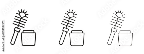 Toilet brush icon with outline style, vector illustration designs