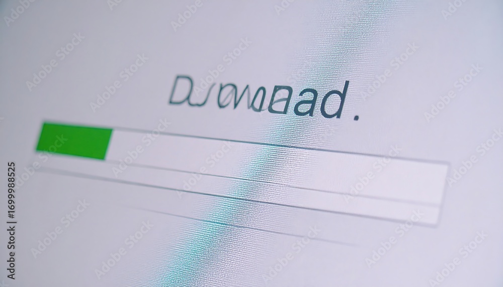 Obraz premium Downloading progress bar on a computer screen