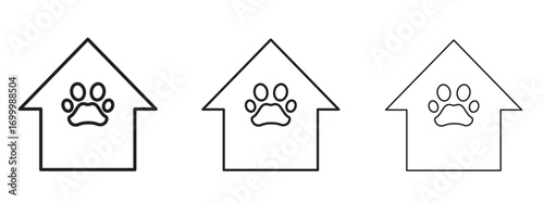 Pet shelter icon with outline style, vector illustration designs