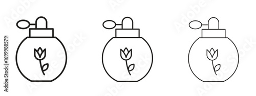 Perfume bottle icon with outline style, vector illustration designs