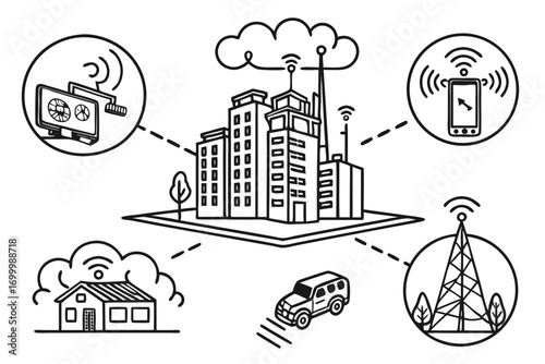 Connected city infrastructure with smart devices and cloud technology
