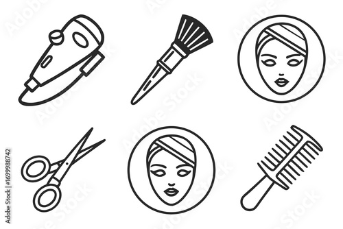 Beauty and hair salon icons set