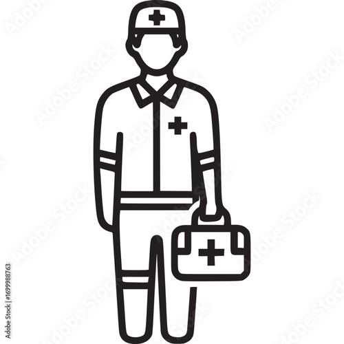 Paramedic in uniform with first aid kit isolated on white background emergency medical technician providing urgent care and transportation
