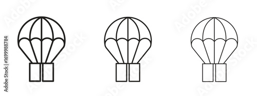 Parachute icon with outline style, vector illustration designs