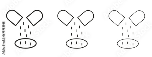Open Capsule Pill icon with outline style, vector illustration designs