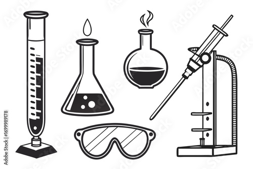 Collection of science laboratory equipment for research and experiments