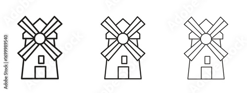 Mill icon with outline style, vector illustration designs
