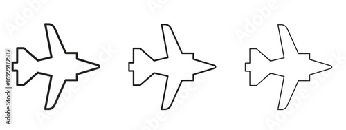 Military aircraft icon with outline style, vector illustration designs