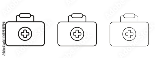 Medical aid kit icon with outline style, vector illustration designs