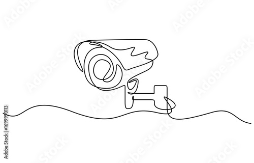 Continuous one line drawing of CCTV to monitor traffic movements and improve security systems. Editable outline