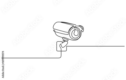 Continuous one line drawing of CCTV to monitor traffic movements and improve security systems. Editable outline
