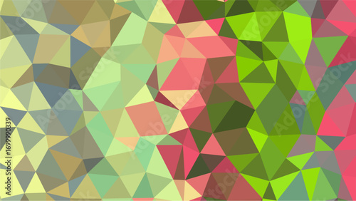 Abstract Geometric Polygonal Pattern with Green Pink and Yellow Tones Keywords: abstract, geometric, polygonal, pattern, background, texture, mosaic, triangles, low poly, gradient