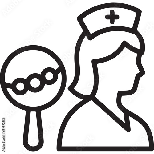 Female nurse with baby rattle isolated on white background pediatric nurse, maternity nurse, or neonatal nurse caring for infants and newborns with gentle care