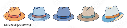 Colorful Cartoon Fedora Hats in a Variety of Styles and Colors