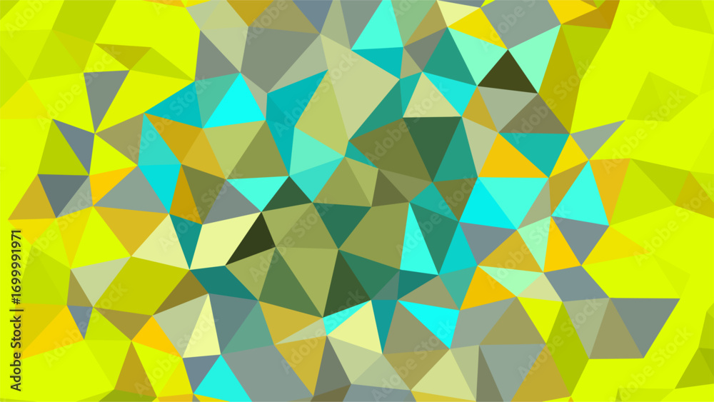 Fototapeta premium Colorful Low Poly Abstract Geometric Pattern with Yellow Teal and Orange Hues background polygonal