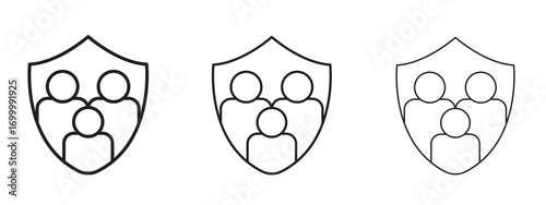 Family insurance icon with outline style, vector illustration designs