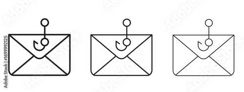 Email phishing icon with outline style, vector illustration designs