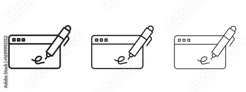 Electronic signature icon with outline style, vector illustration designs