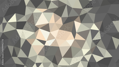 Geometric low poly abstract pattern with a mosaic of grey, beige, and cream colored triangles background