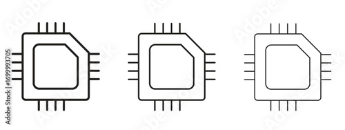 Chip icon with outline style, vector illustration designs