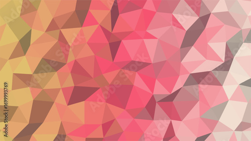 Low poly geometric background with a gradient of warm pinks and oranges abstract polygonal