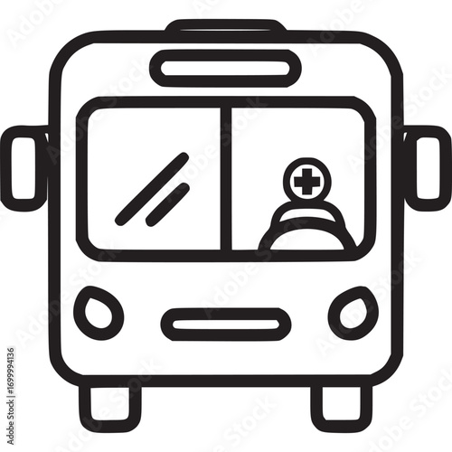 Ambulance bus isolated on white background symbolizes emergency medical transport, healthcare services, and patient care represents a vehicle equipped for rapid response and lifesaving assistance