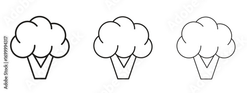 Broccoli icon with outline style, vector illustration designs